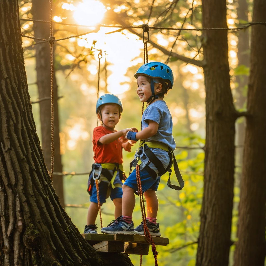 Enfants à l'accro branche